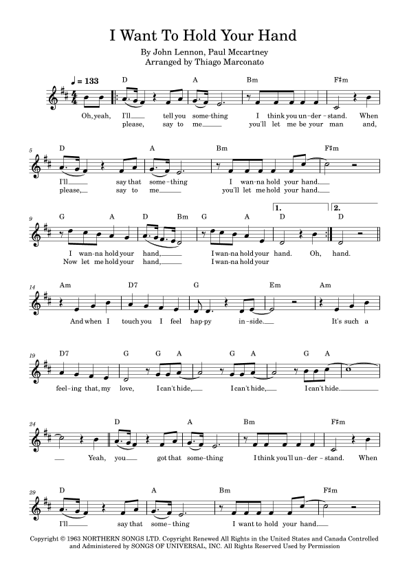 I Want To Hold Your Hand (arr. Thiago Marconato)