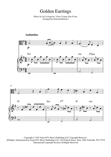 Golden Earrings (arr. Kaiserin Rebecca)