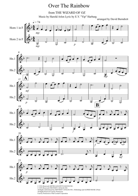 Over The Rainbow (from The Wizard Of Oz) (arr. David Burndrett)