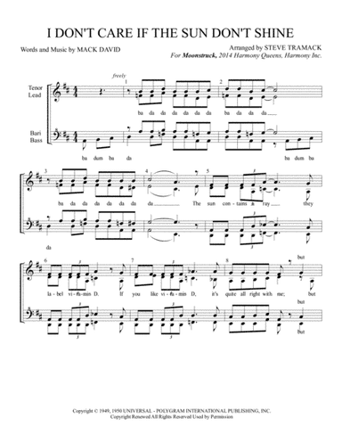 I Don't Care If The Sun Don't Shine (arr. Steve Tramack)