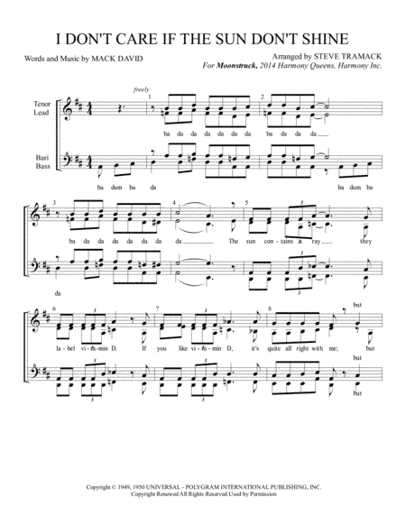 I Don't Care If The Sun Don't Shine (arr. Steve Tramack)