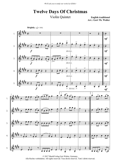 Twelve Days Of Christmas (arr. Gert Th. Walter)