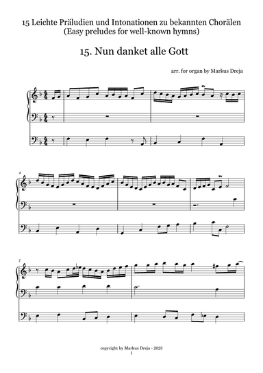Easy organ preludes - leichte Orgelpräludien | Nun danket alle Gott - Now thank we all our god (arr. Markus Dreja)