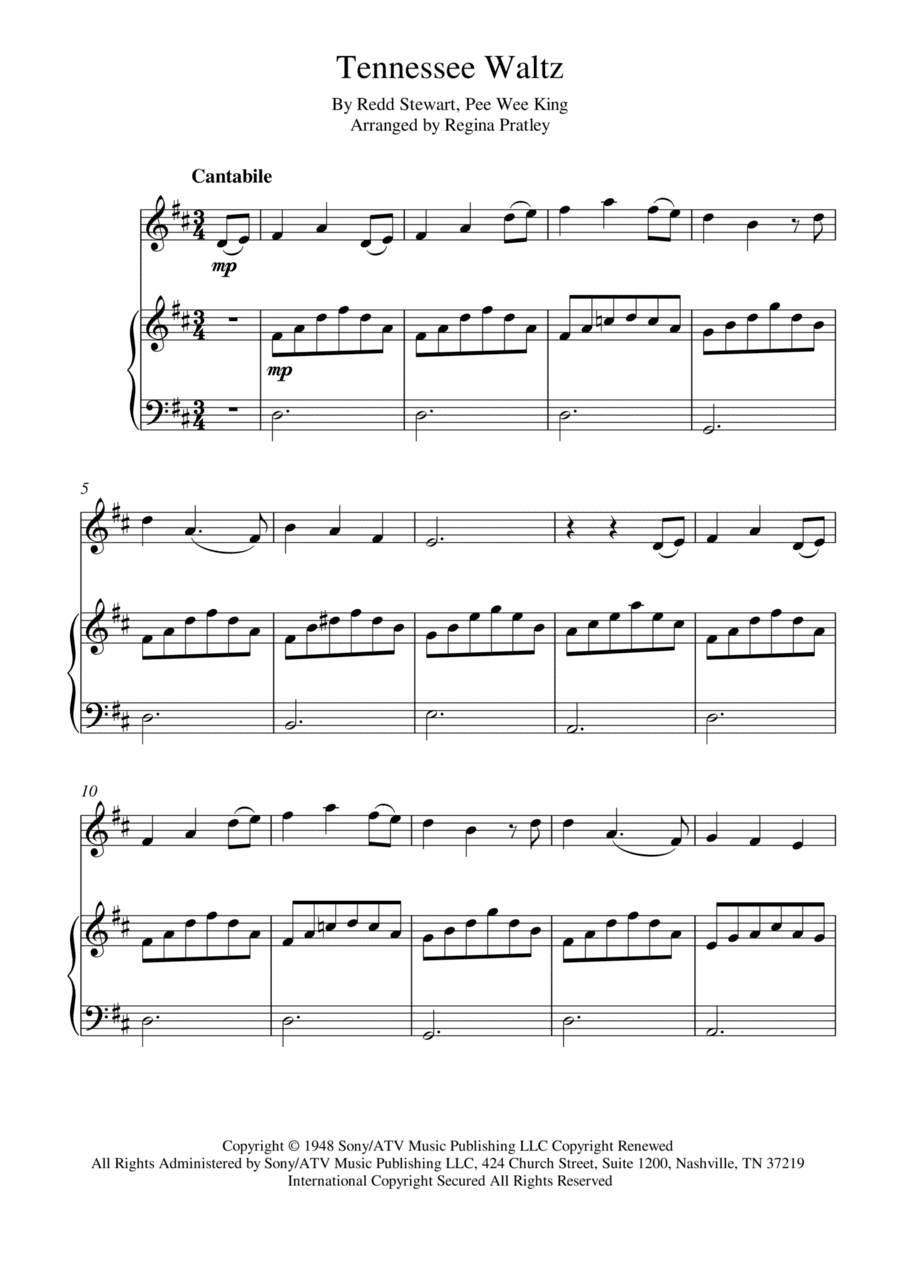 Tennessee Waltz (arr. Regina Pratley)