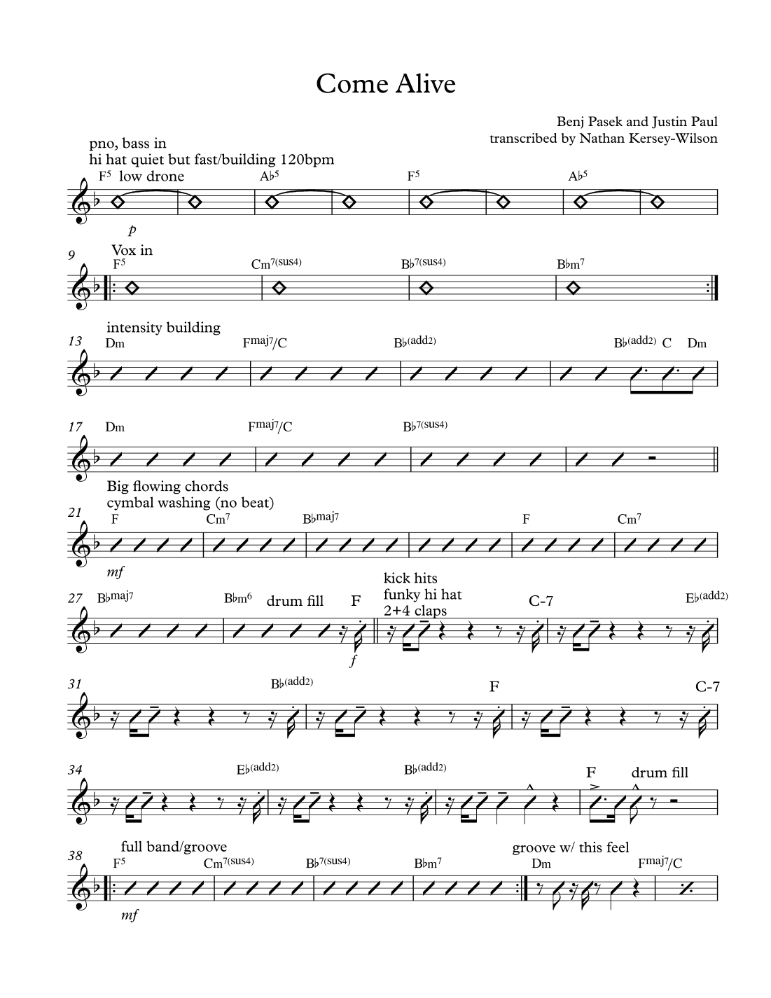 Come Alive (arr. Nathan Kersey-Wilson)