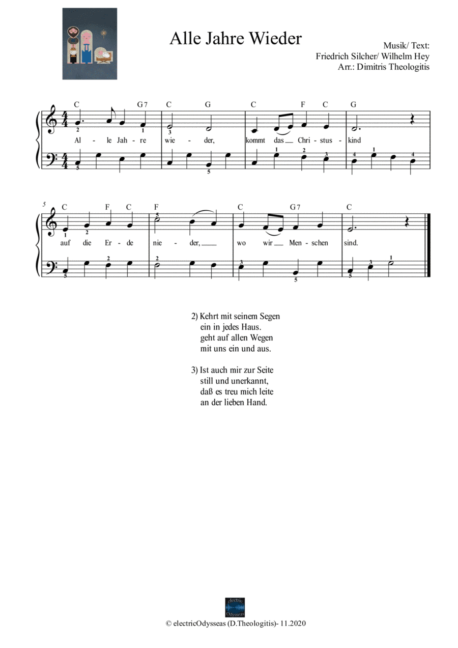 31 German, English and Greek Xmas Songs for Piano with Lyrics (arr. Dimitris Theologitis (electricOdysseas.com))