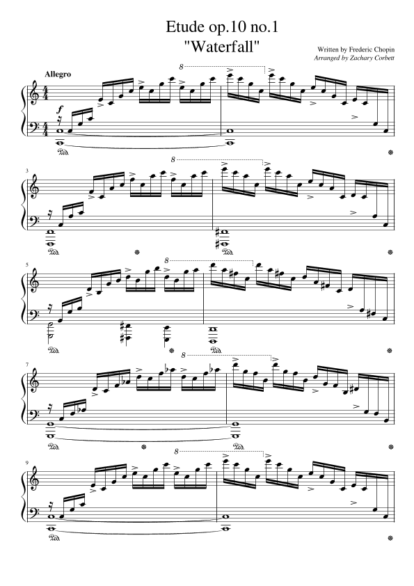 Etude Op. 10 No. 1 Waterfall (arr. Zachary Corbett)