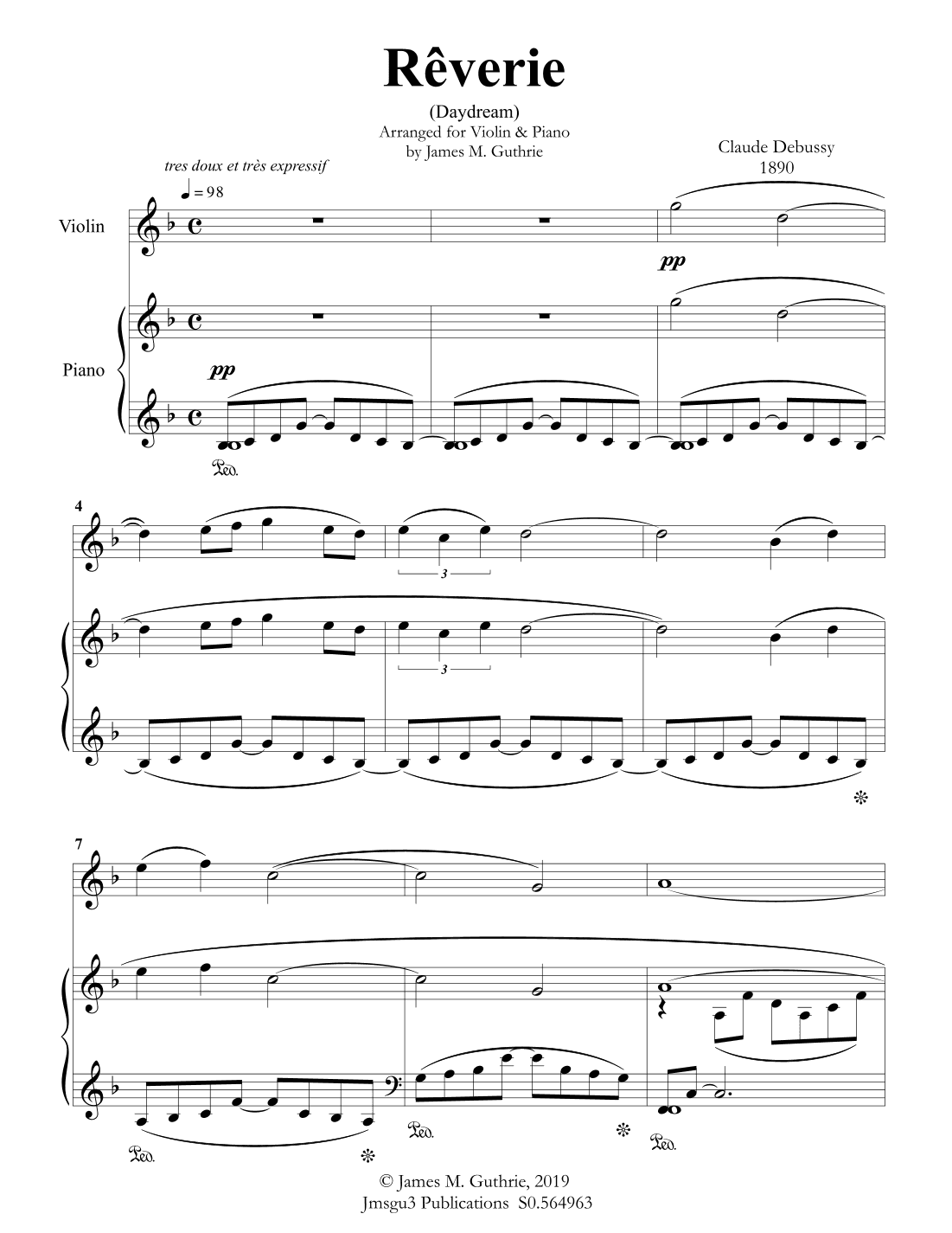 Debussy: Reverie for Violin & Piano (arr. James M. Guthrie)
