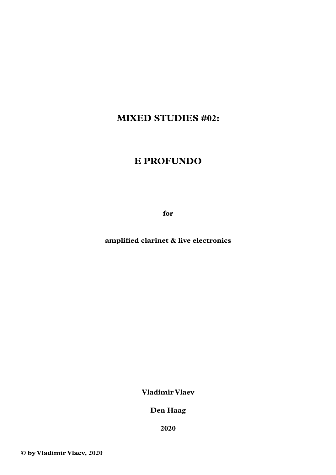 E profundo for amplified clarinet & live electronics