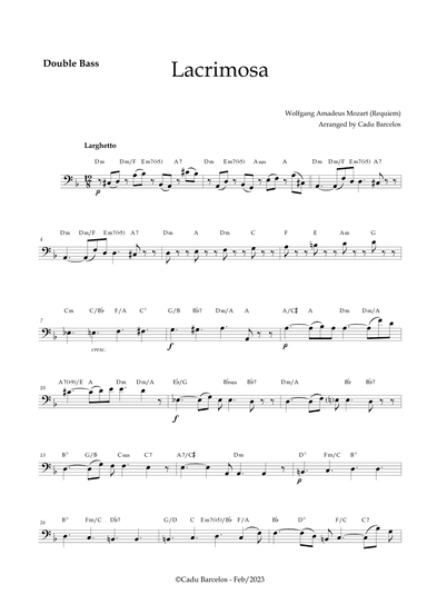 Lacrimosa - Double Bass and chords (Mozart) (arr. Cadu Barcelos)