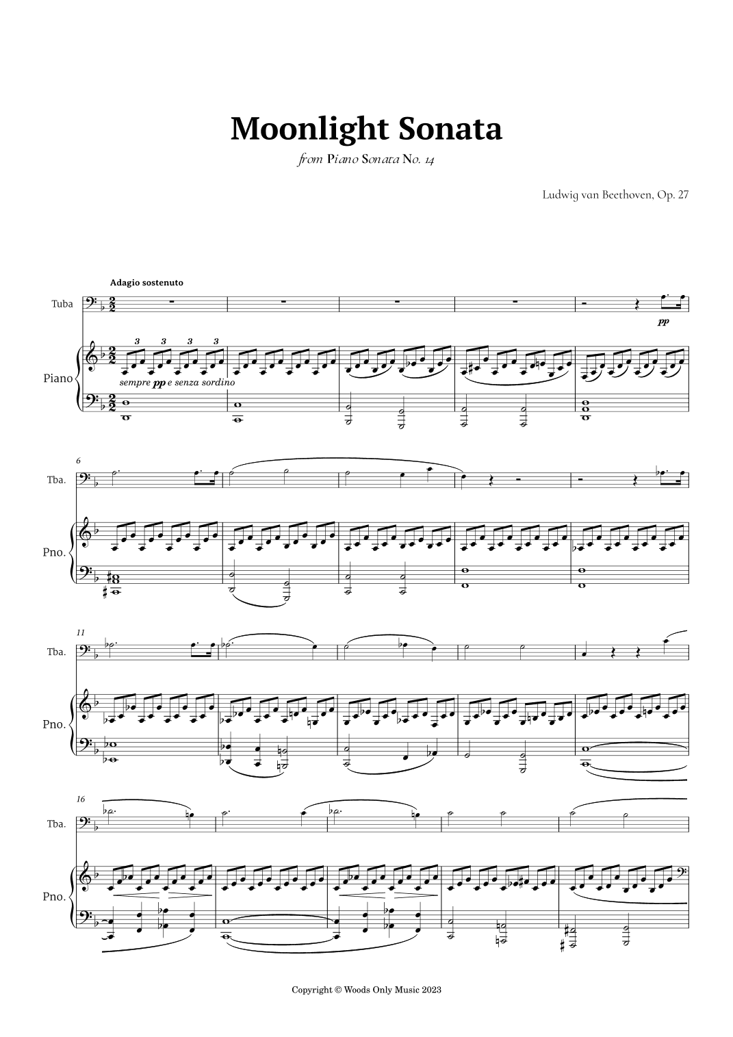 Moonlight Sonata by Beethoven for Tuba and Piano (arr. Ander)
