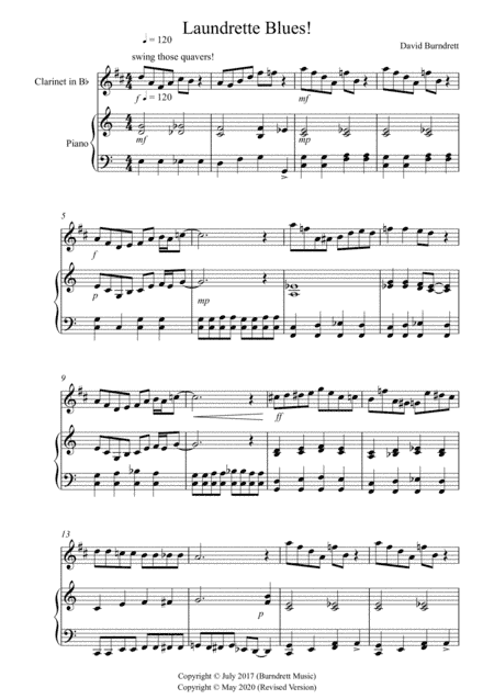 Laundrette Blues! for Clarinet in Bb and Piano