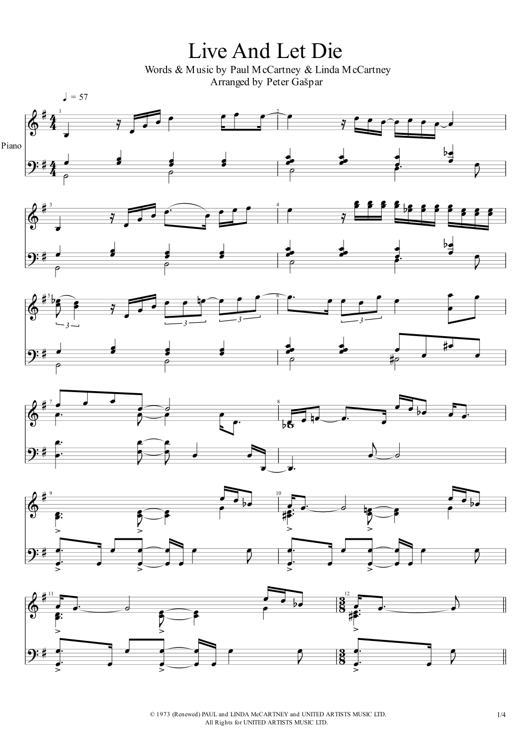 Live And Let Die (arr. Peter Gašpar)