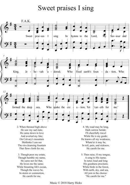 Sweet praises I sing. A new tune o a wonderful old hymn.