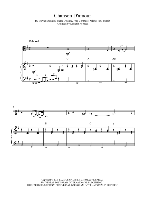 Chanson D'amour (the Ra-da-da-da-da Song) (arr. Kaiserin Rebecca)