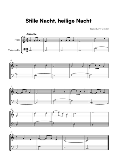 Stille Nacht, heilige Nacht (for Flute and Cello) (arr. Cadenza Editions)