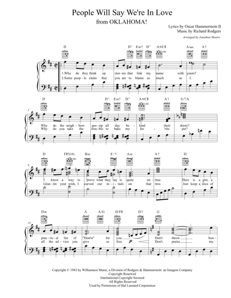 People Will Say We're In Love (arr. Jonathan Mastro)