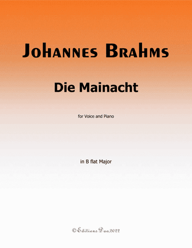 Die Mainacht, by Brahms, in B flat Major (arr. Editions Dao)
