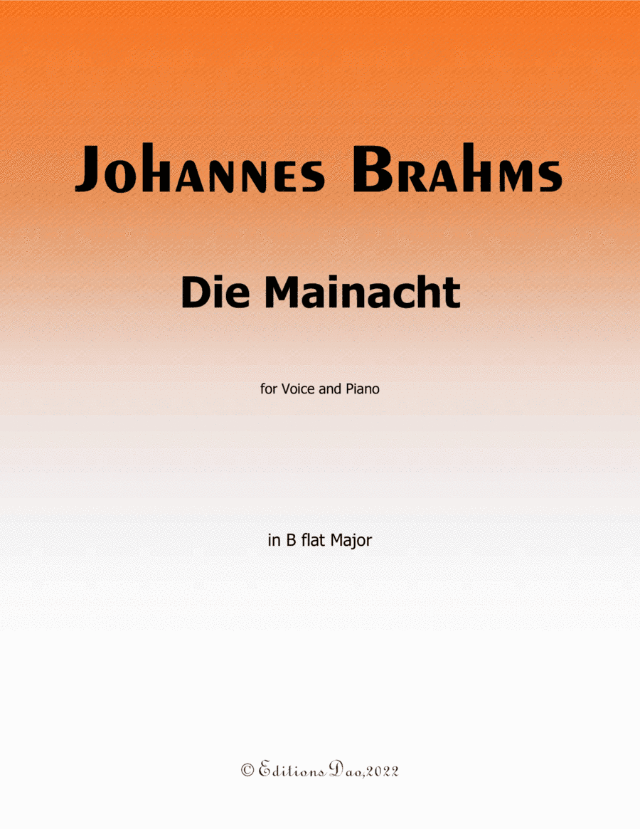 Die Mainacht, by Brahms, in B flat Major (arr. Editions Dao)