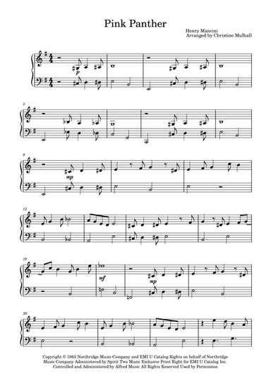 The Pink Panther (arr. Christine Mulhall)