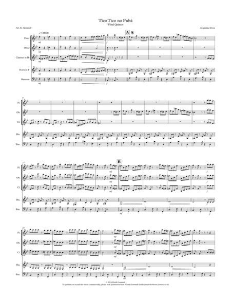 Tico Tico no Fuba: Wind Quintet (arr. K. Gemmell)