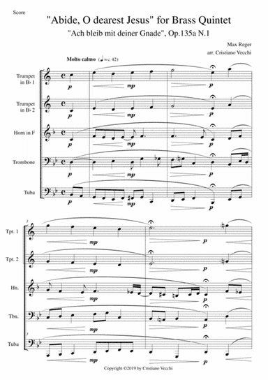 "Abide, O dearest Jesus" for Brass Quintet (arr. Cristiano Vecchi)