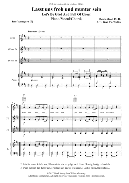 Let's Be Glad And Full Of Cheer (arr. Gert Th. Walter)