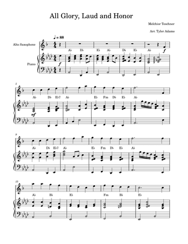 All Glory, Laud and Honor (Alto Sax Solo and Piano) (arr. Tyler Adams)