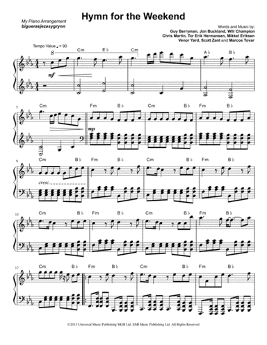 Hymn For The Weekend (arr. Jeza Sygrynn Bigueras)