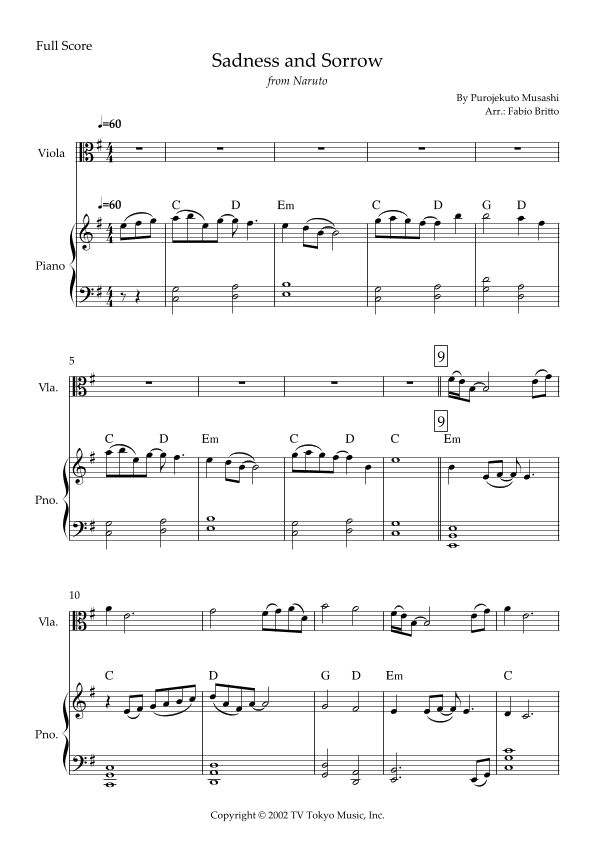 Sadness And Sorrow (arr. Fabio Britto)