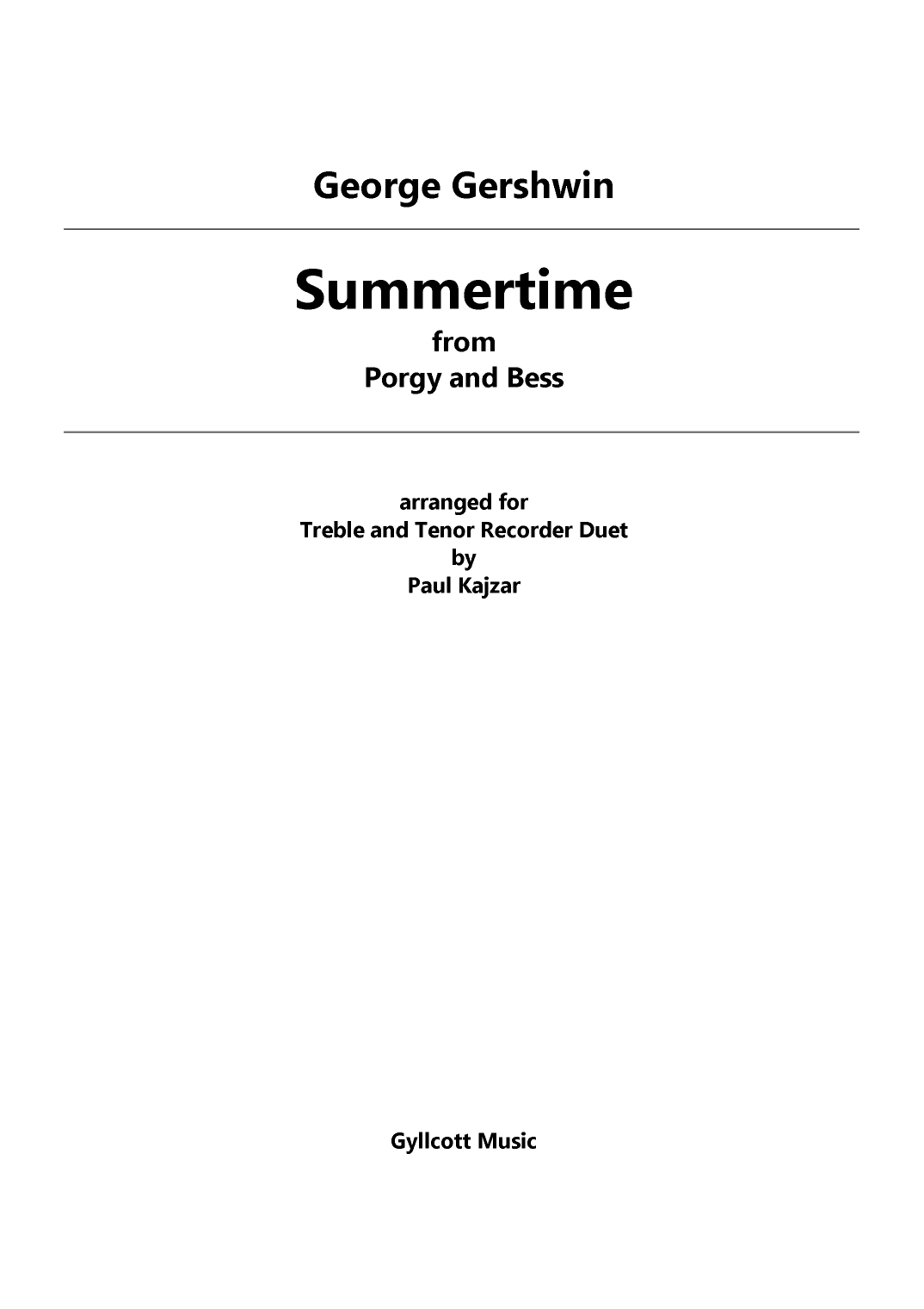Summertime (arr. Paul Kajzar)