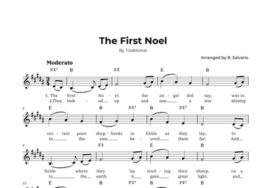 The First Noel (Key of B Major) (arr. R. Salvario)