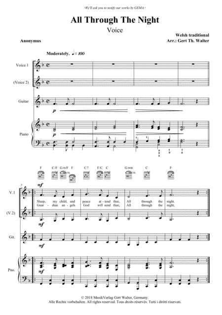All Through The Night (arr. Gert Th. Walter)