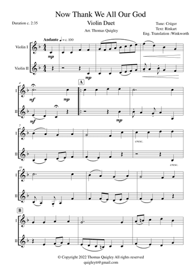 Now Thank We All Our God (arr. Thomas Quigley)