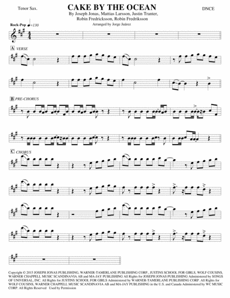 Cake By The Ocean (arr. Jorge Juárez)