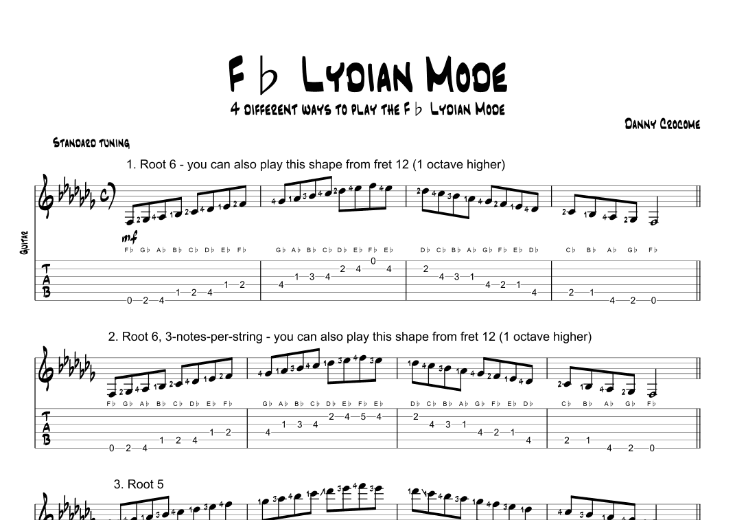 Fb Lydian Mode (4 Ways to Play)