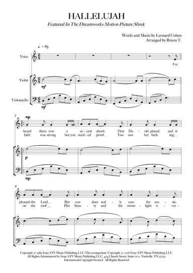 Hallelujah - Score Only (arr. Bruna T.)