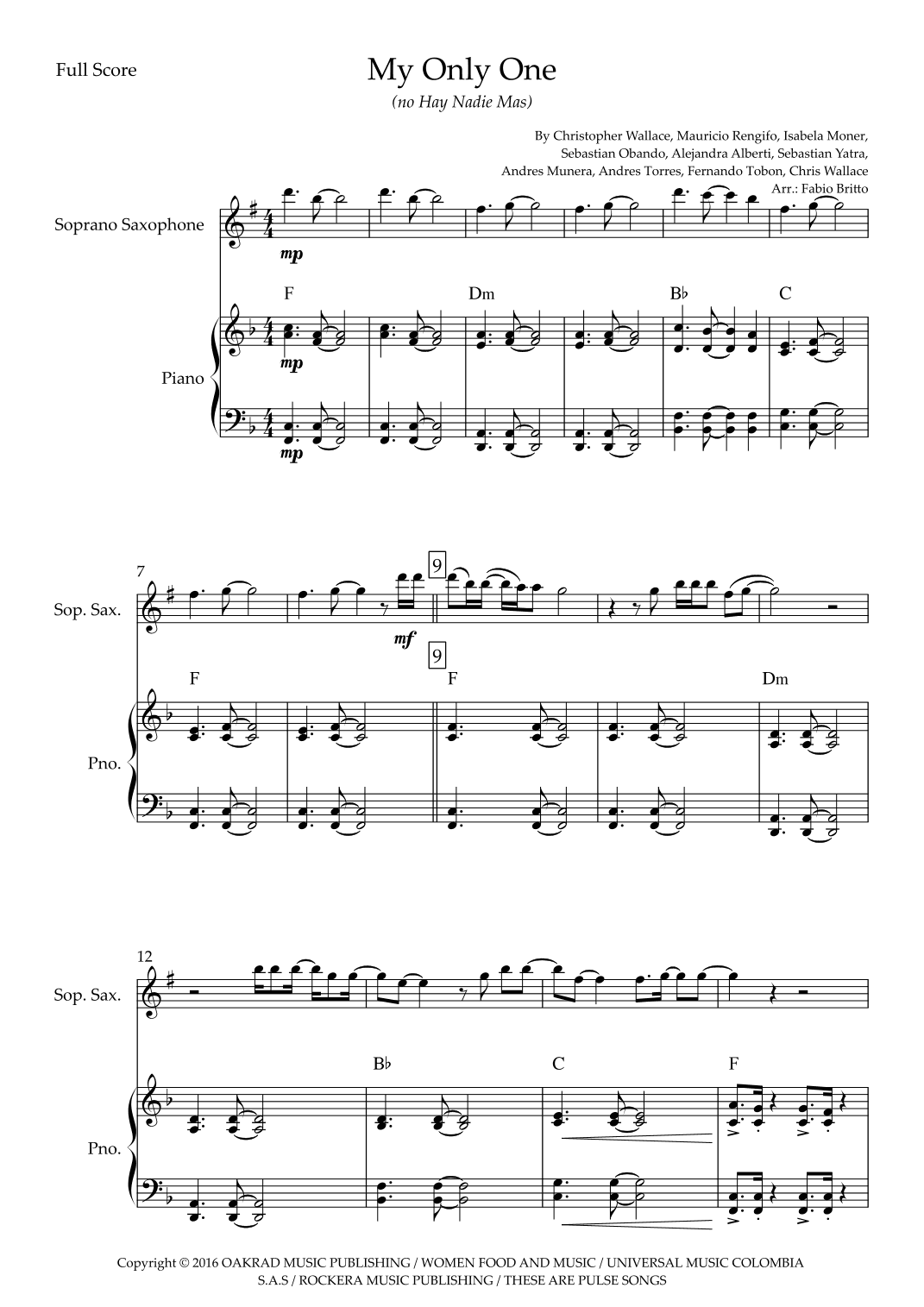 My Only One (no Hay Nadie Mas) (arr. Ottirb Sage)