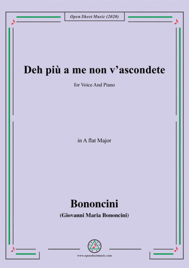 Bononcini,G.M.-Deh più a me non v'ascondete,in A flat Major,for Voice and Piano (arr. MSM)