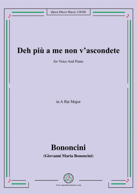 Bononcini,G.M.-Deh più a me non v'ascondete,in A flat Major,for Voice and Piano (arr. MSM)