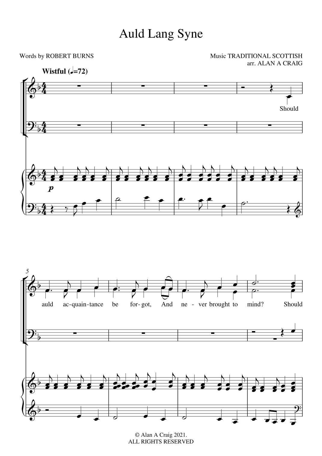 Auld Lang Syne (arr. Alan A Craig)