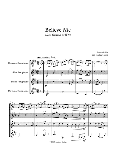 Believe Me (Sax Quartet SATB) (arr. Jordan Grigg)