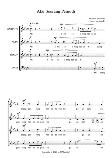 Aku Seorang Penjudi (I'm a Gambler) for choir SATB