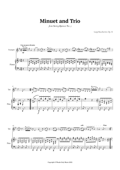 Minuet by Boccherini for Trumpet and Piano (arr. Ander)