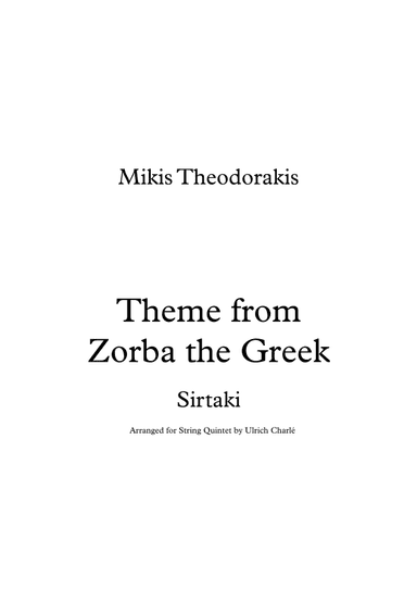 Theme From "zorba The Greek" (arr. Ulrich Charlé)