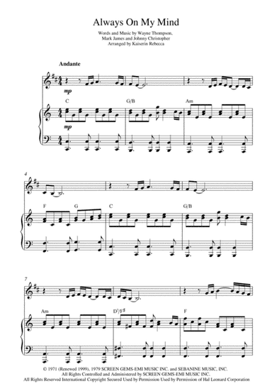 Always On My Mind (arr. Kaiserin Rebecca)