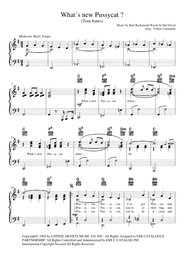 What's New Pussycat? (arr. Volker Coutandin)