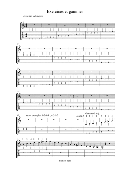 Exercices, Scales and guitar chords