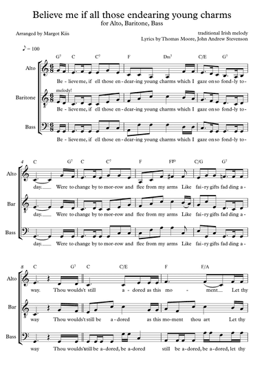 Believe Me If All Those Endearing Young Charms (arr. Margot Kiis)