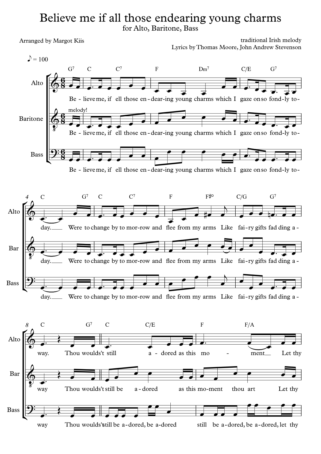 Believe Me If All Those Endearing Young Charms (arr. Margot Kiis)